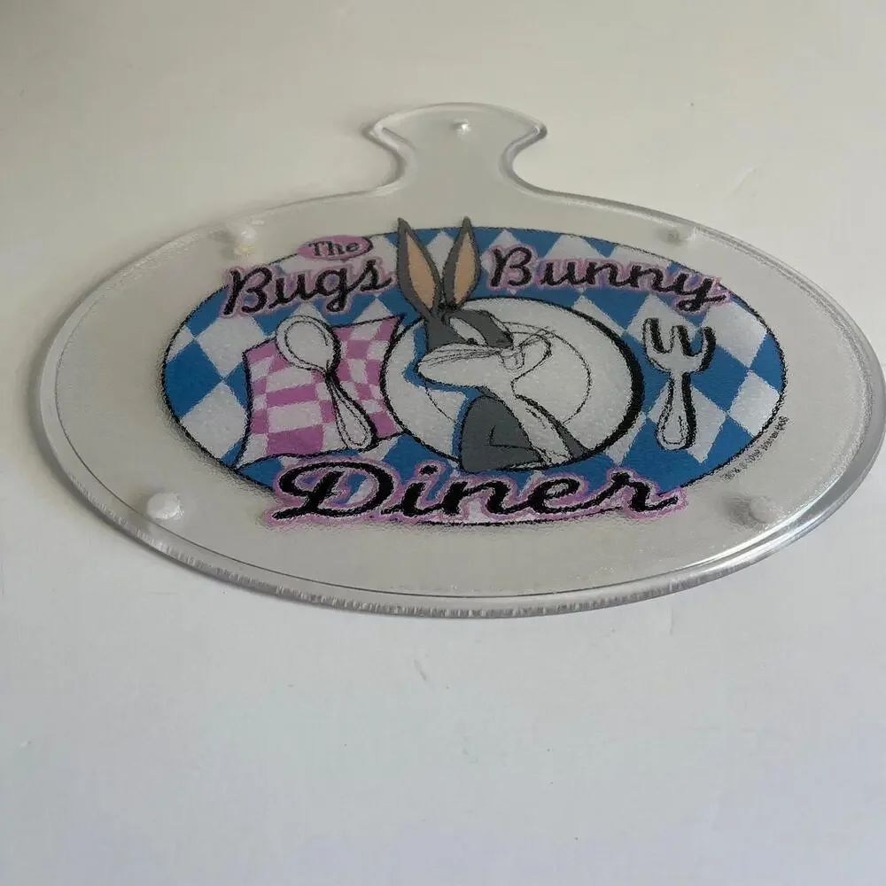 Vintage 1990s Warner Bros Bugs Bunny Diner Trivet/Cutting Board - Clear Plastic
